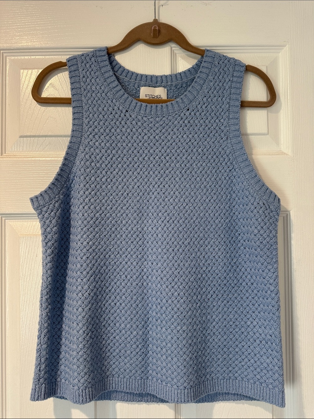 Light Blue Sleeveless V-Neck Knit Shell